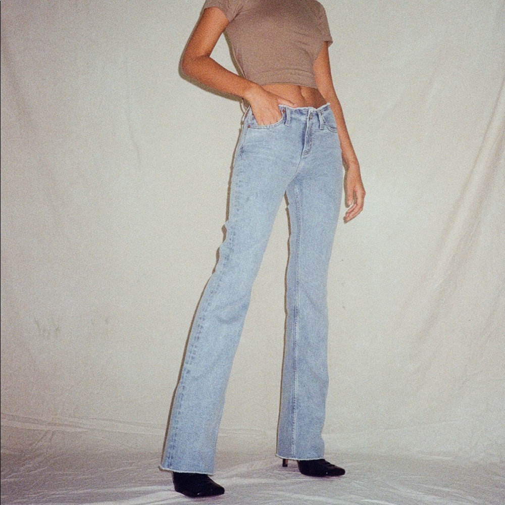 Frayed low rise jeans
